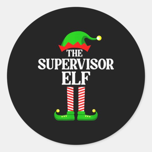 Supervisor Elf Family Matching Group Funny Christm Runder Aufkleber (Vorderseite)