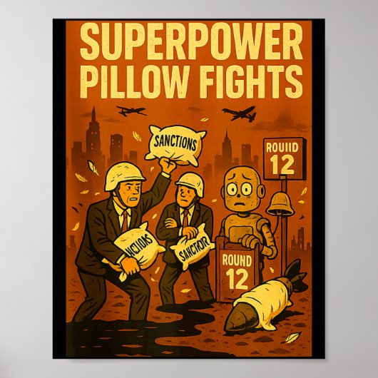 Superwer Llow Fights Funny Geolitical Satire Gift Poster (Vorne)
