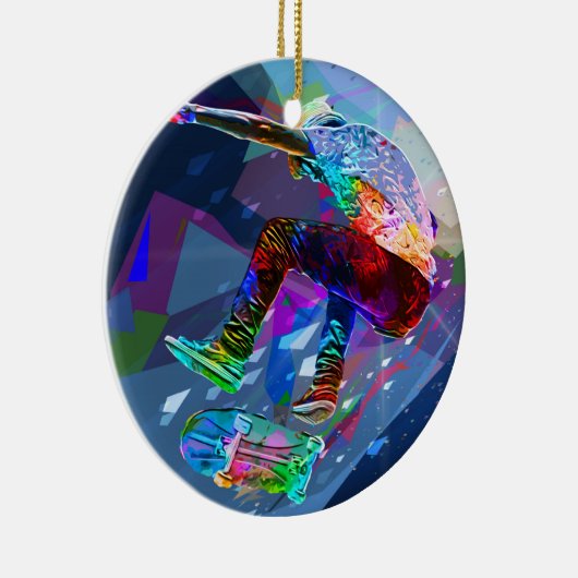 Superzeichenstift farbiger SilhouetteSkateboarder Keramik Ornament (Rechts)