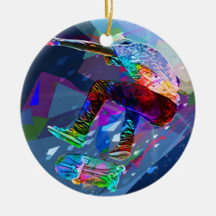 Superzeichenstift farbiger SilhouetteSkateboarder Keramik Ornament