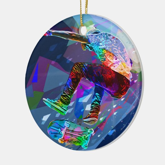 Superzeichenstift farbiger SilhouetteSkateboarder Keramik Ornament (Links)