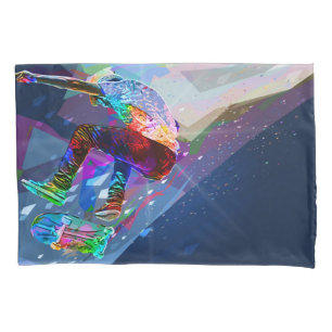 Superzeichenstift farbiger SilhouetteSkateboarder Kissenbezug