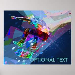 Superzeichenstift farbiger SilhouetteSkateboarder Poster