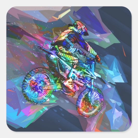 Superzeichenstift farbiges Schmutz-Fahrrad Quadratischer Aufkleber (Vorderseite)