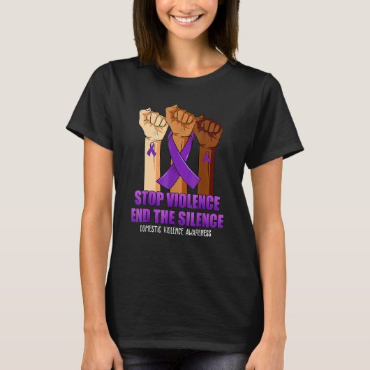 Suport Stop Violence And Silence Domestic Violence T-Shirt (Vorderseite)