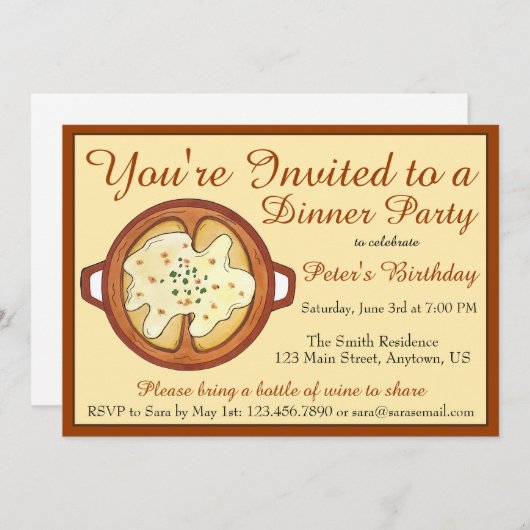 Suppe Suppe Abendessen Party Abendessen Abendessen Einladung (Vorne/Hinten)