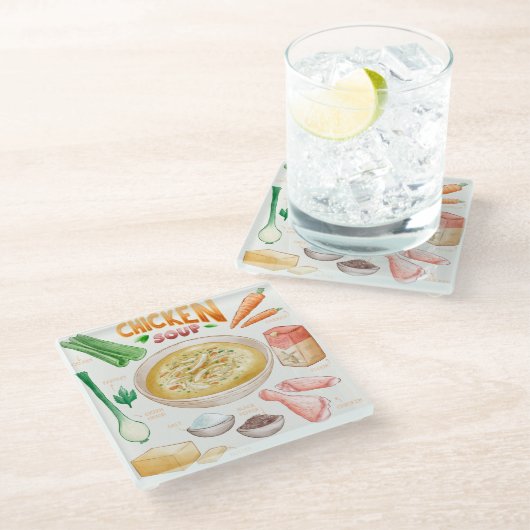 Suppenrezeptglas-Untersetzer Glasuntersetzer (Schrägansicht)