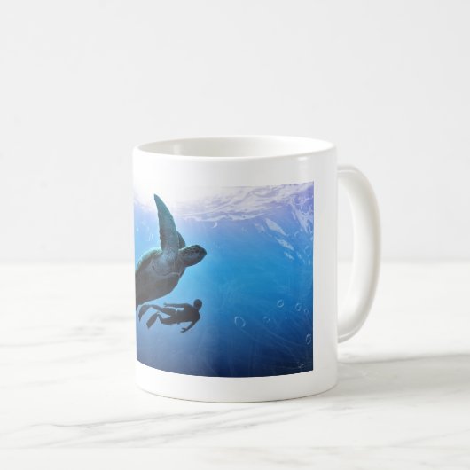 Suppenschildkröte und Freediver Kaffeetasse (VorderseiteRechts)