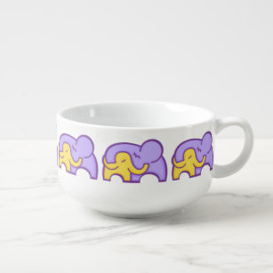 Suppenschüssel-Tasse der Elefantumarmung lila Große Suppentasse