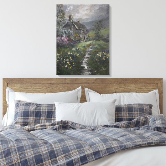 "Suppentag - Ein englisches Cottage" Leinwanddruck (Insitu (Schlafzimmer))