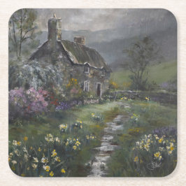 "Suppentag - Ein englisches Cottage" Rechteckiger Pappuntersetzer
