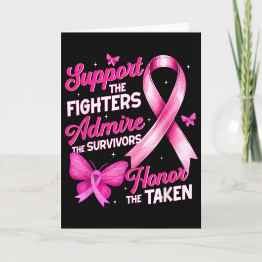 Support Admire Honor Breast Cancer Awareness Shirt Karte (Vorderseite)