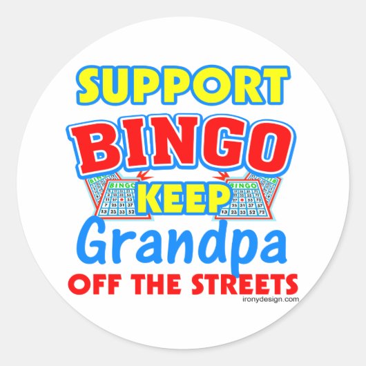 Support Bingo Grandpa Runder Aufkleber (Vorderseite)