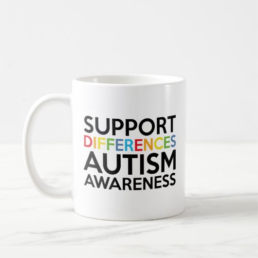 Support Differenzen Autismus Awareness Coffee Tass Kaffeetasse (Links)