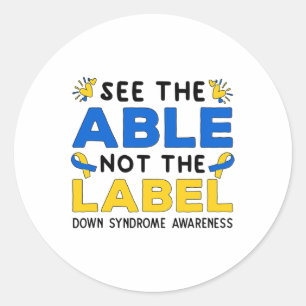 Support Down Syndrome Awareness Sehen Sie die Fähi Runder Aufkleber