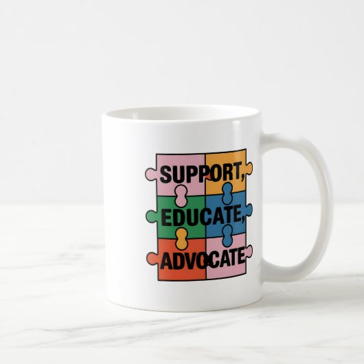 Support Educate Advocate Puzzle Piece Autism Aware Kaffeetasse (Rechts)