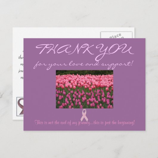 Support für Brustkrebs "Danke" Karte (Vorne/Hinten)