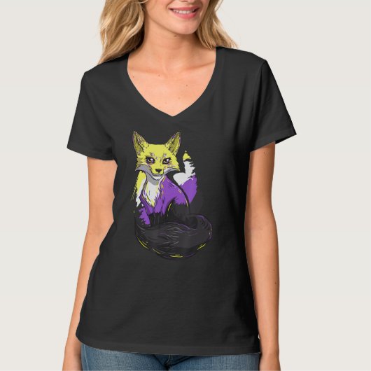Support für Non-Binary Fox Lgbt Agender T-Shirt (Vorderseite)