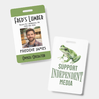 Support Independent Media Frog Name Badge Ausweis