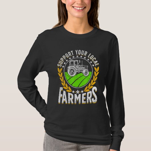 Support Local   Farmer Retro Farming Men Women Far T-Shirt (Vorderseite)