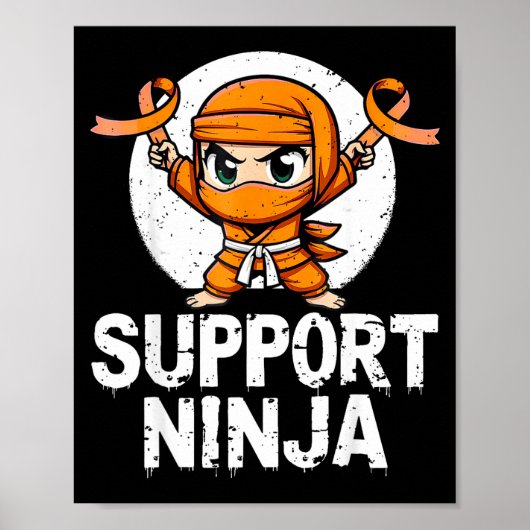 Support Ninja Multiple Sclerosis Awareness Orange  Poster (Vorne)
