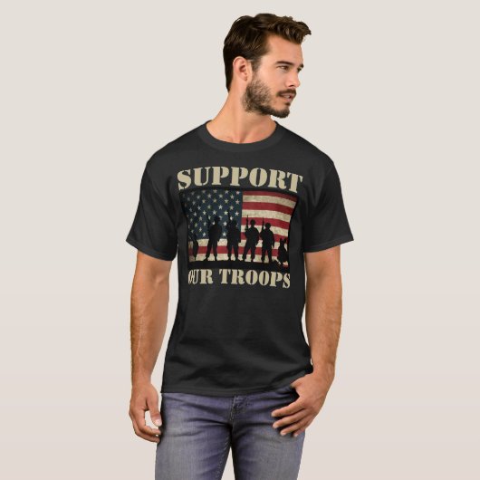 Support Our Troops USA Flag T-Shirt (Vorne ganz)