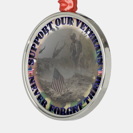 Support our Veterans ... USA Silbernes Ornament (Links)