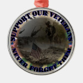 Support our Veterans ... USA Silbernes Ornament (Vorne)