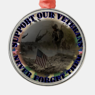 Support our Veterans ... USA Silbernes Ornament