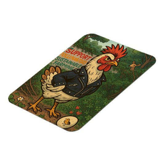 Support Polinators Cool Rooster in Leather Jacket Magnet (Linke Seite)