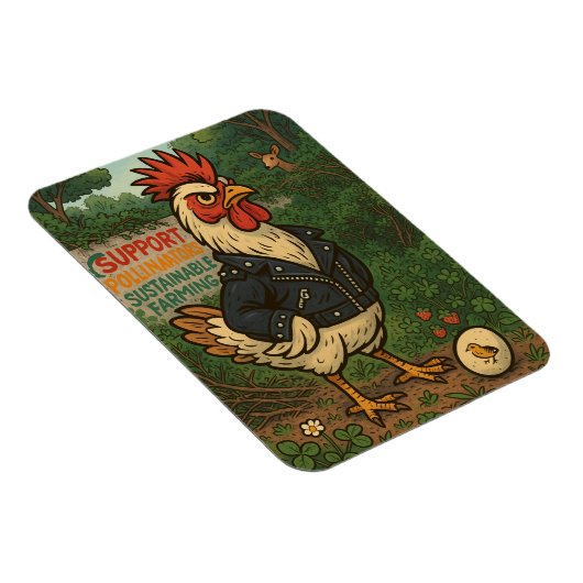 Support Polinators Cool Rooster in Leather Jacket Magnet (Rechte Seite)