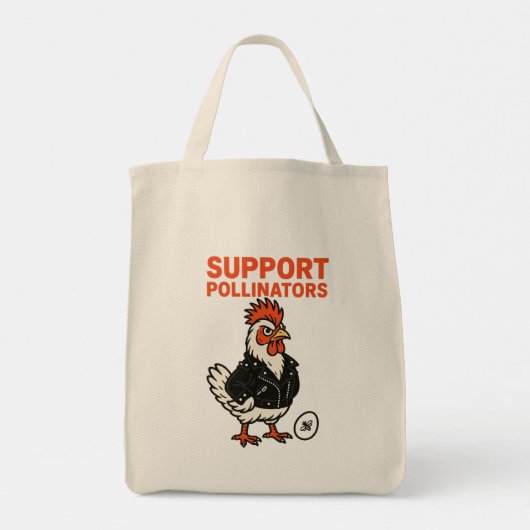Support Polinators Cool Rooster in Leather Jacket Tragetasche (Rückseite)