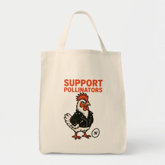 Support Polinators Cool Rooster in Leather Jacket Tragetasche (Vorne)
