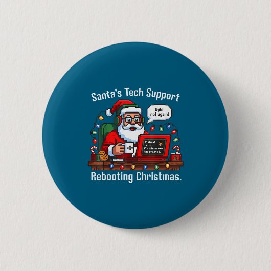 Support Santa Rebooting s Tech Shirt Button (Vorderseite)