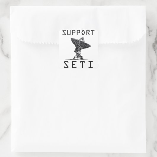 Support-SETI Quadratischer Aufkleber (Tasche)