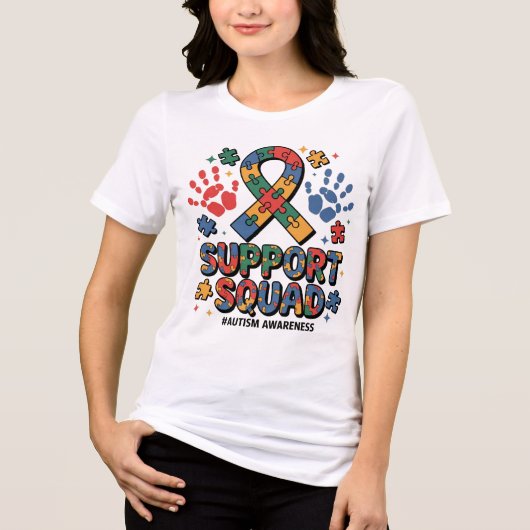 Support Squad Autism Awareness Autistic Boy Teens  Tri-Blend Shirt (Vorderseite)