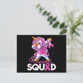 Support Squad Breast Cancer Awareness Pink Unicorn Postkarte (Stehend Vorderseite)