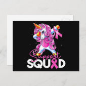 Support Squad Breast Cancer Awareness Pink Unicorn Postkarte (Vorne/Hinten)
