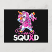 Support Squad Breast Cancer Awareness Pink Unicorn Postkarte (Vorderseite)
