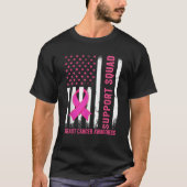 Support Squad Breast Cancer Awareness US Flag Pink T-Shirt (Vorderseite)
