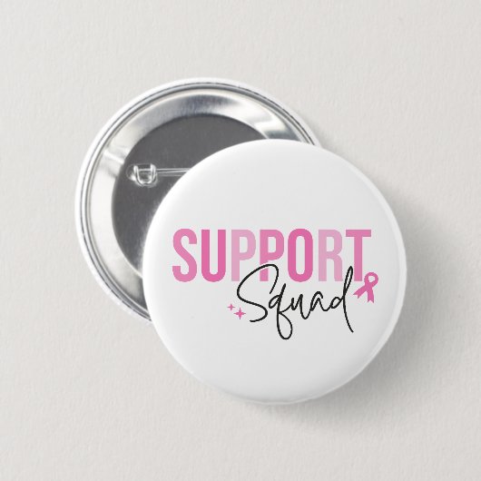 Support Squad Breast Cancer Pink Ribbon Awareness Button (Vorne & Hinten)