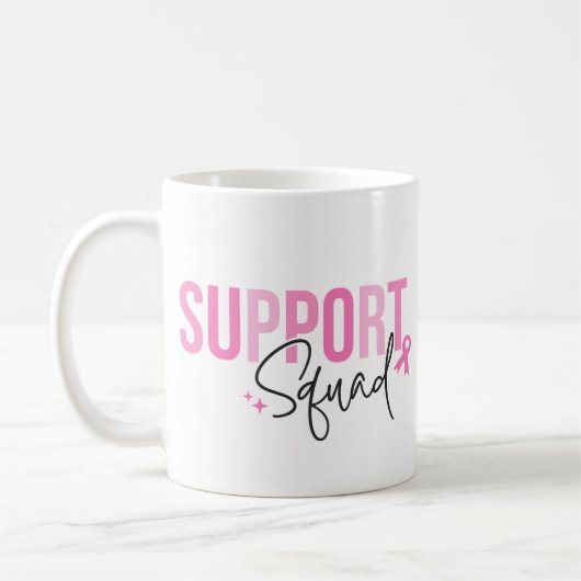 Support Squad Breast Cancer Pink Ribbon Awareness Kaffeetasse (Links)
