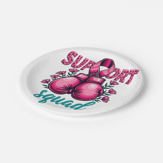 Support Squad Brustkrebs-Sensibilisierungskiste Pappteller (Schrägansicht)