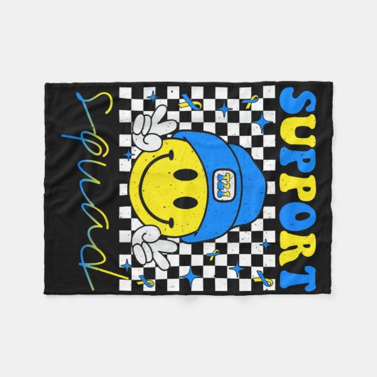 Support Squad Down Syndrome Awareness Day Groovy Fleecedecke (Vorderseite (Horizontal))