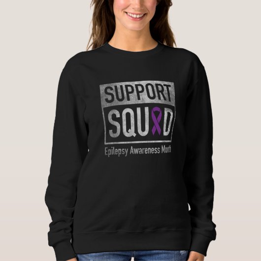 Support Squad Epilepsy Awareness Purple Ribbon 1 Sweatshirt (Vorderseite)