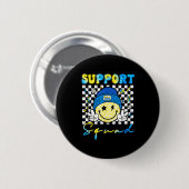 Support Squad Groovy Down Syndrome Awareness Smile Button (Vorne & Hinten)