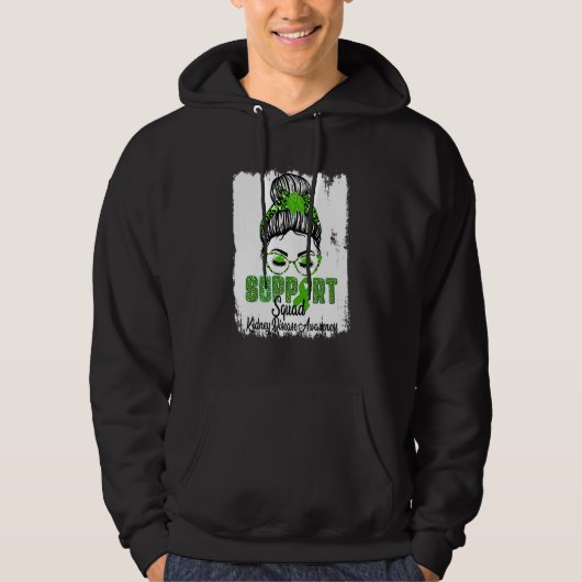 Support Squad Kidney Disease Awareness Green Hoodie (Vorderseite)