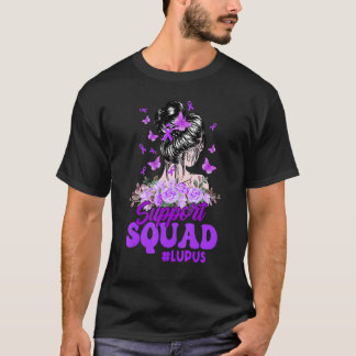 Support Squad Messy Bun Butterfly Purple Ribbon Lu T-Shirt