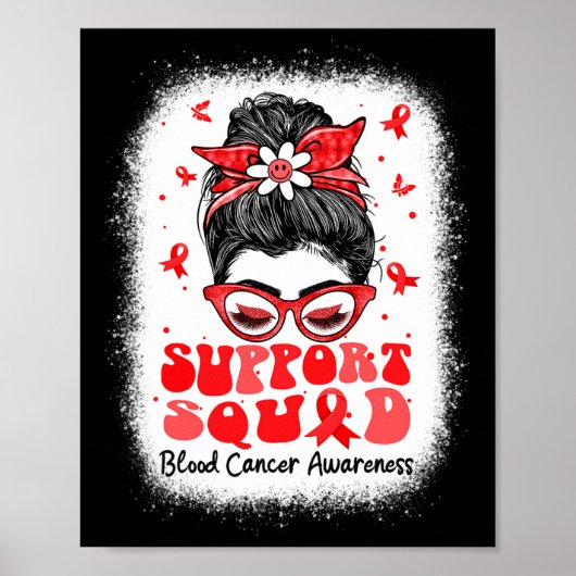 Support Squad Messy Bun Butterfly Red Ribbon Blood Poster (Vorne)