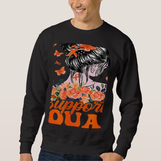 Support Squad Messy Bun Orange Ribbon Leukemia Sup Sweatshirt (Vorderseite)